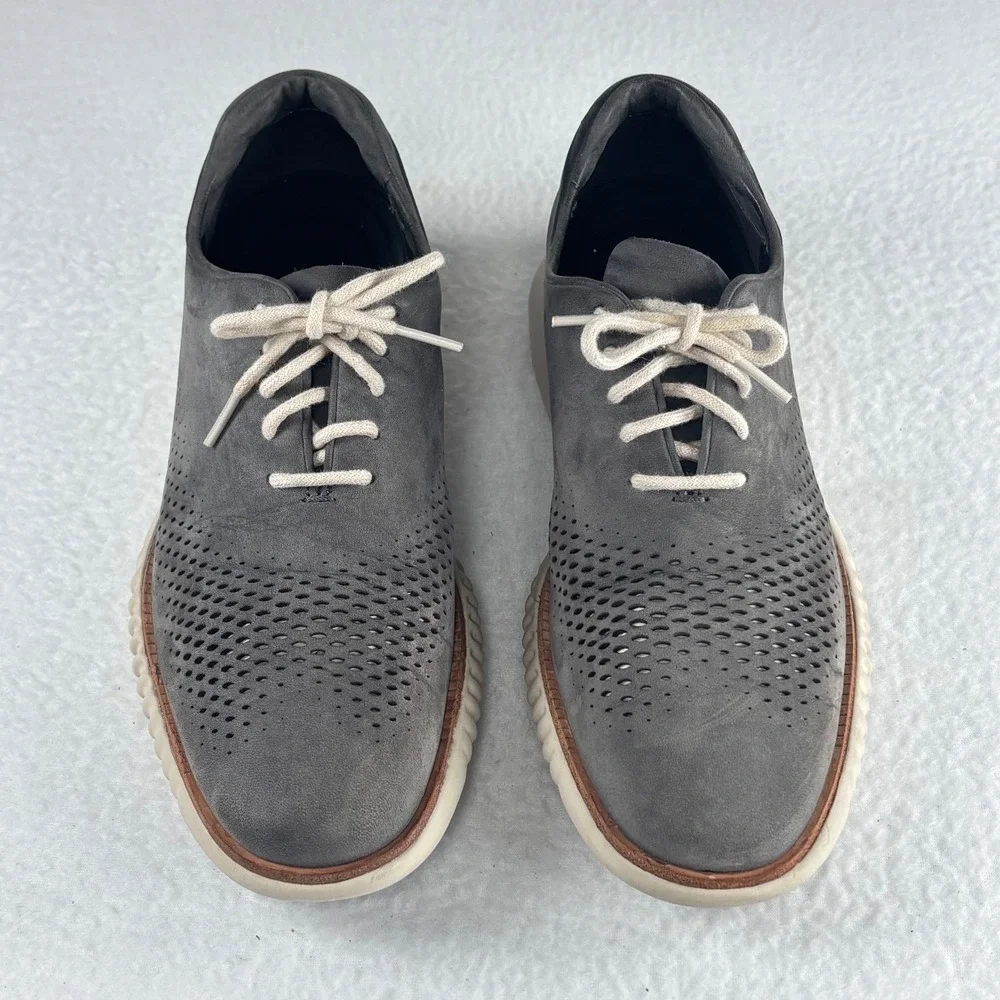 Cole Haan 2 ZEROGRAND Wingtip Oxford Mens 8 Gray Nubuck Suede Athleisure‎ Preppy